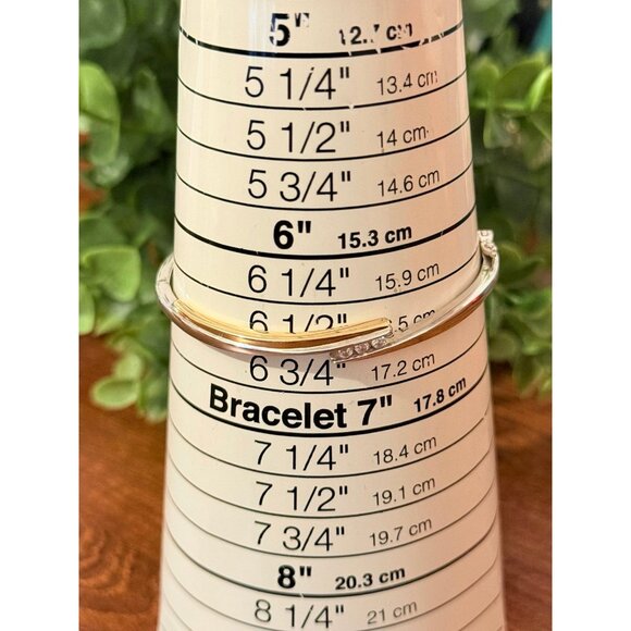 10K Two-Tone Gold Diamond Bangle Bracelet - Picture 11 of 12